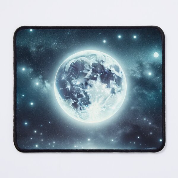 Item preview, Glowing Full Moon in Starry Night Sky, Celestial Space Art designed and sold by NarjaShop.