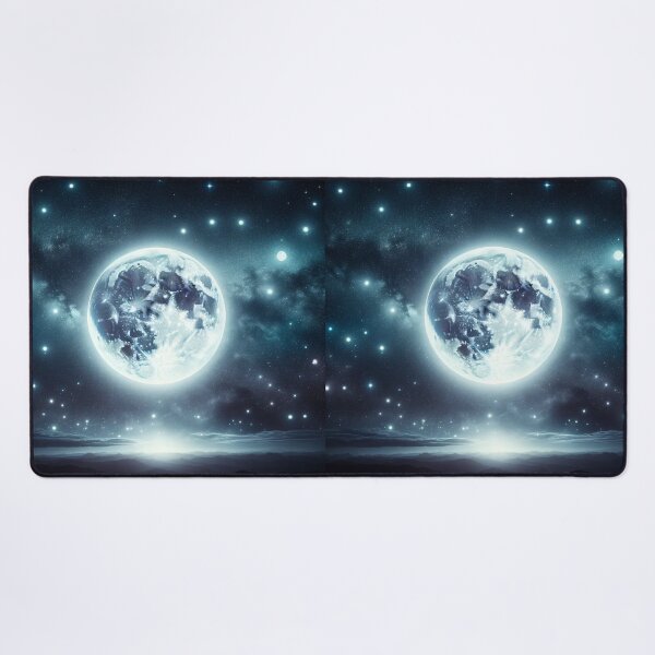 Item preview, Glowing Full Moon in Starry Night Sky, Celestial Space Art designed and sold by NarjaShop.
