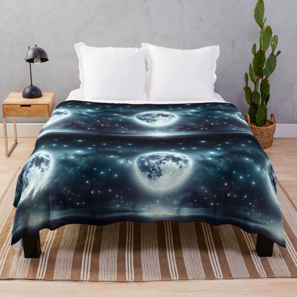 Item preview, Glowing Full Moon in Starry Night Sky, Celestial Space Art designed and sold by NarjaShop.