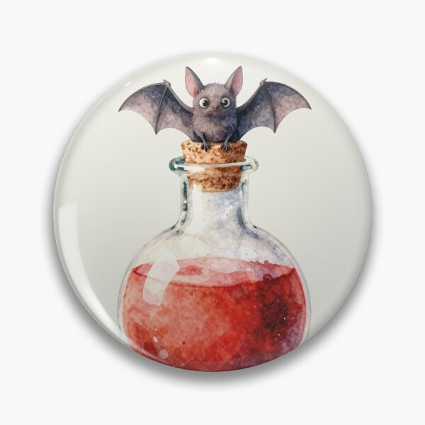 Item preview, Watercolor Cute Bat Red Potion Halloween Chemistry designed and sold by WildArtIT.