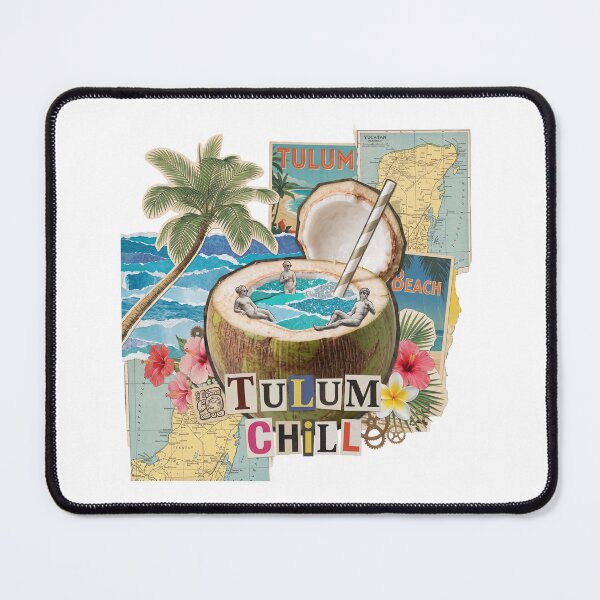 Item preview, Tulum Chill & Sunrise Mexico Beach Dadaist Collage - Boho Vacation Art (T-Shirt, Poster & Sticker) designed and sold by OzzFrequency.