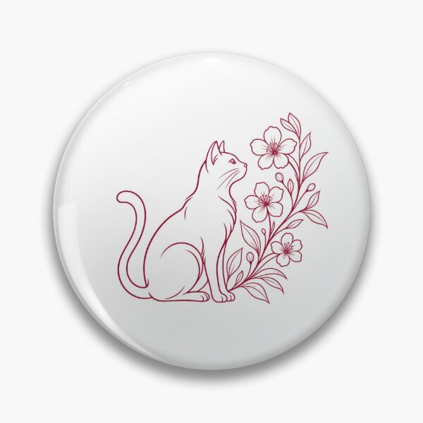 Item preview, Cat Admiring Flowers — Elegant Floral Feline Line Art designed and sold by Tee Visions.