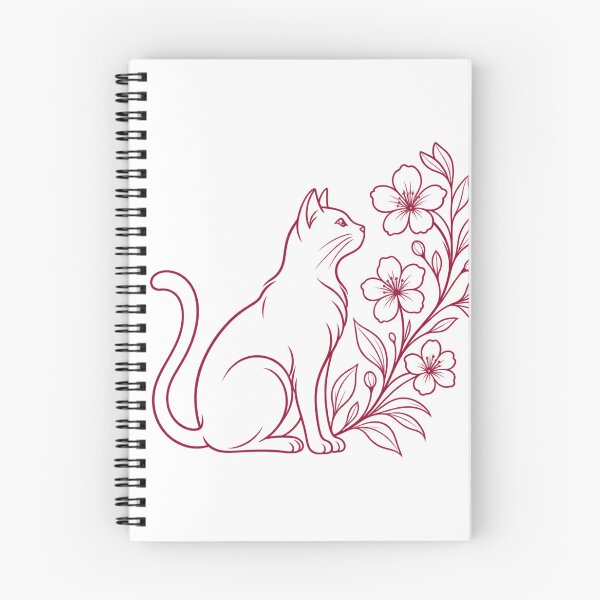 Item preview, Cat Admiring Flowers — Elegant Floral Feline Line Art designed and sold by Tee Visions.