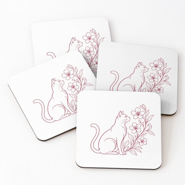 Item preview, Cat Admiring Flowers — Elegant Floral Feline Line Art designed and sold by Tee Visions.