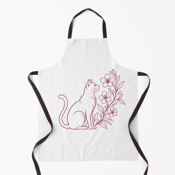 Item preview, Cat Admiring Flowers — Elegant Floral Feline Line Art designed and sold by Tee Visions.