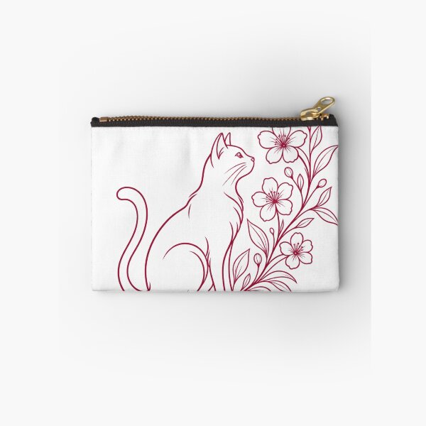Item preview, Cat Admiring Flowers — Elegant Floral Feline Line Art designed and sold by Tee Visions.