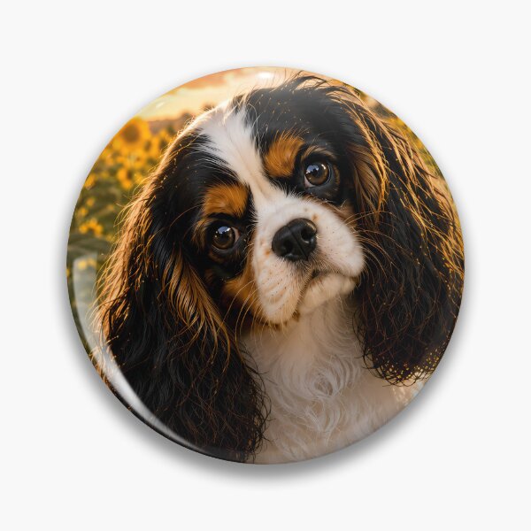 Item preview, Cavalier King Charles Spaniel in Sunflower Field – Summer Floral Dog Art designed and sold by ManJiangHong.