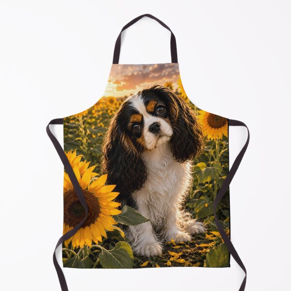 Item preview, Cavalier King Charles Spaniel in Sunflower Field – Summer Floral Dog Art designed and sold by ManJiangHong.