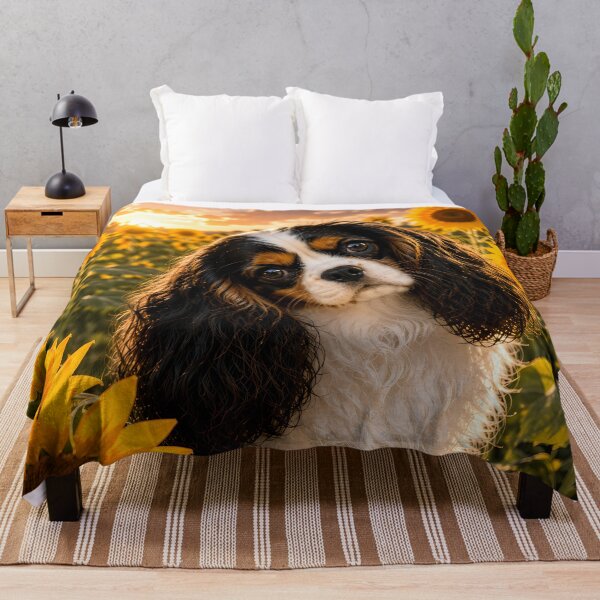 Item preview, Cavalier King Charles Spaniel in Sunflower Field – Summer Floral Dog Art designed and sold by ManJiangHong.