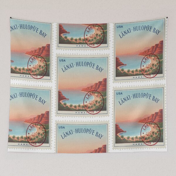 Item preview, Lanai Hawaii Hulopoe Bay Lava Bluff Stamp Sticker designed and sold by stickercuffs.