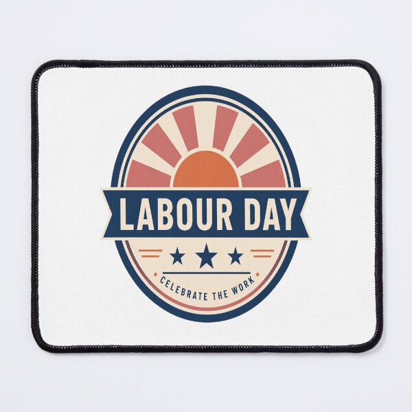 Item preview, Happy Labour Day Celebrate the Work Retro Modern Geometric Badge designed and sold by InspiredCreatives.