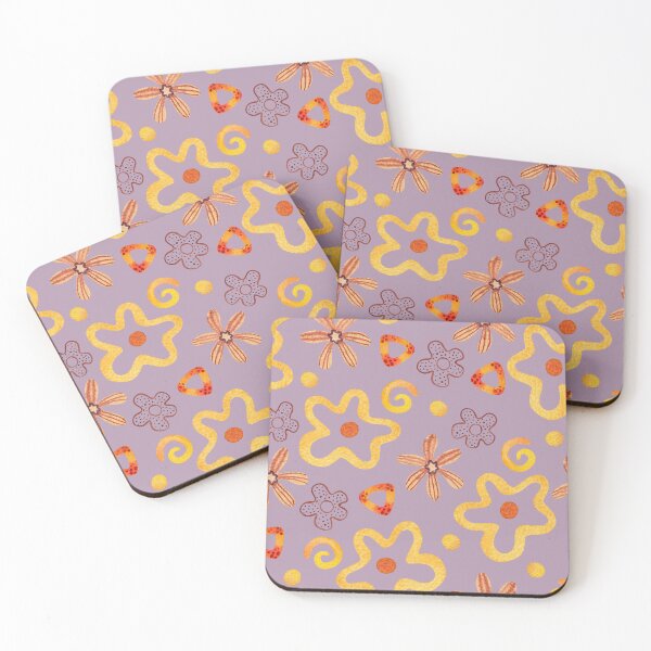 Item preview, Orange Flowers on Dusty Purple  designed and sold by White Rabbit Design .