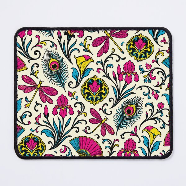 Item preview, Maximalist Dragonfly Floral Pattern, Art Nouveau Botanical Print designed and sold by TM DESIGNS AND MORE.