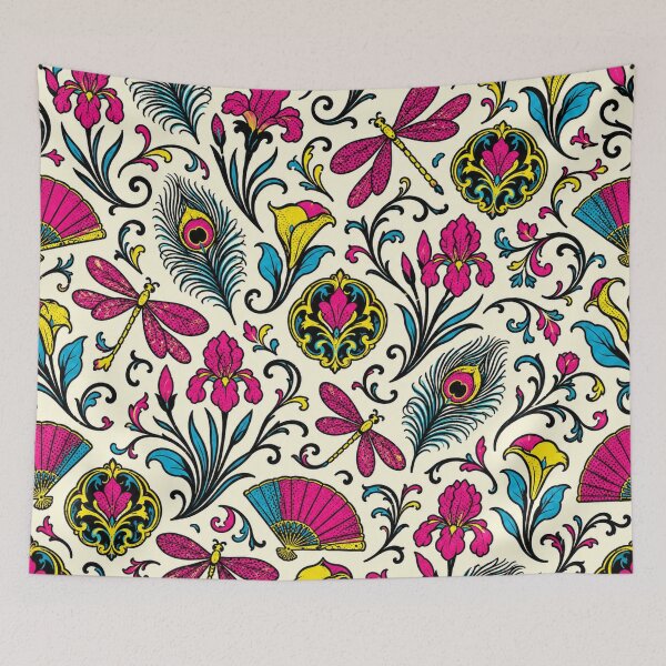 Item preview, Maximalist Dragonfly Floral Pattern, Art Nouveau Botanical Print designed and sold by TM DESIGNS AND MORE.