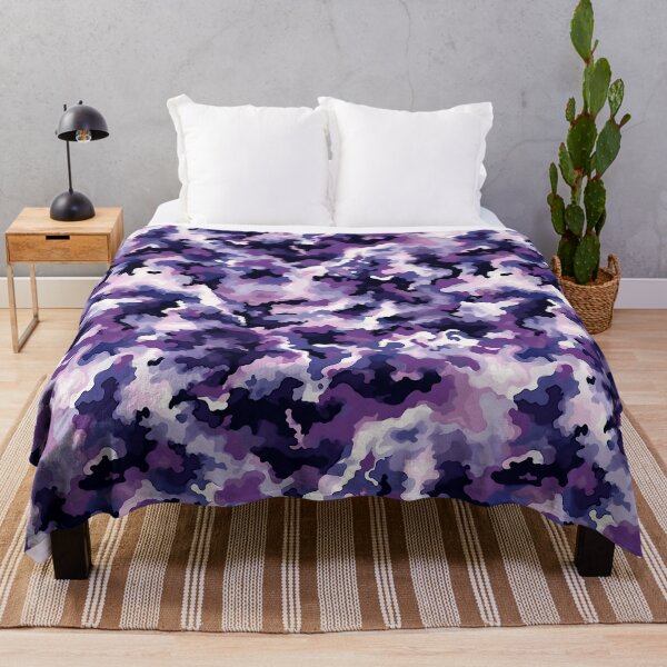 Item preview, Lilac Camo Pattern Soft Purple Cream and Aubergine Camouflage designed and sold by Nine Lives Studio.