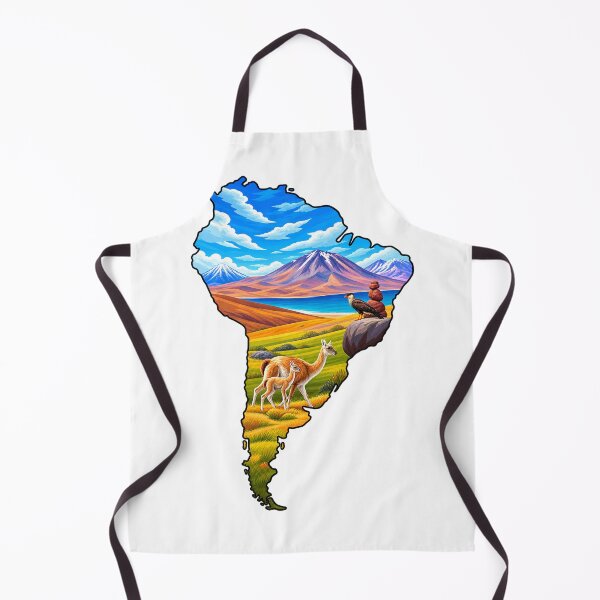 Item preview, Chile Map Landscape Illustration | Patagonia Mountains, Guanaco & Andean Wildlife | Travel Art Print designed and sold by GarnerSupplyCo.