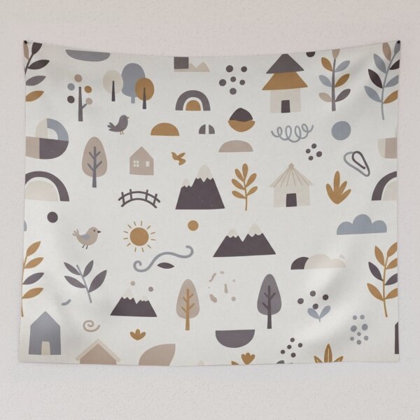 Item preview, Whimsical Scandinavian Village  designed and sold by WeaveSphere.