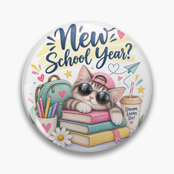 Item preview, New School Year Cute Cat Back to School Watercolor designed and sold by GusiaTreasures.