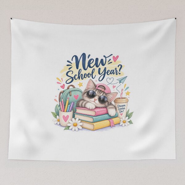 Item preview, New School Year Cute Cat Back to School Watercolor designed and sold by GusiaTreasures.