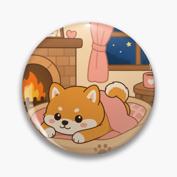 Item preview, Cozy Shiba By The Fireplace designed and sold by Velocity Vignettes.