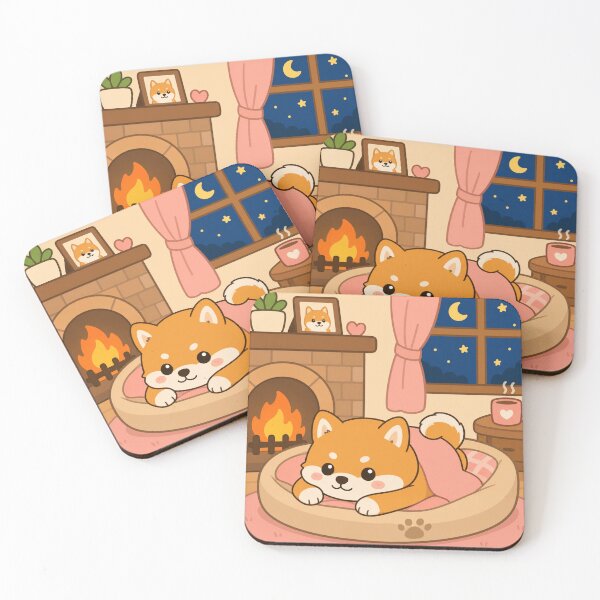 Item preview, Cozy Shiba By The Fireplace designed and sold by Velocity Vignettes.
