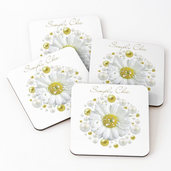 Item preview, Simply Chic White Daisy with Pearls and Gold Elegant Design designed and sold by MinimalAurashop.