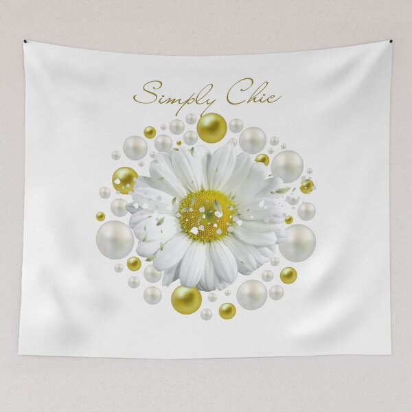 Item preview, Simply Chic White Daisy with Pearls and Gold Elegant Design designed and sold by MinimalAurashop.