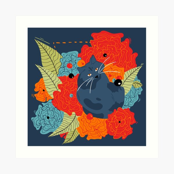 Floral Kitty Art Print
