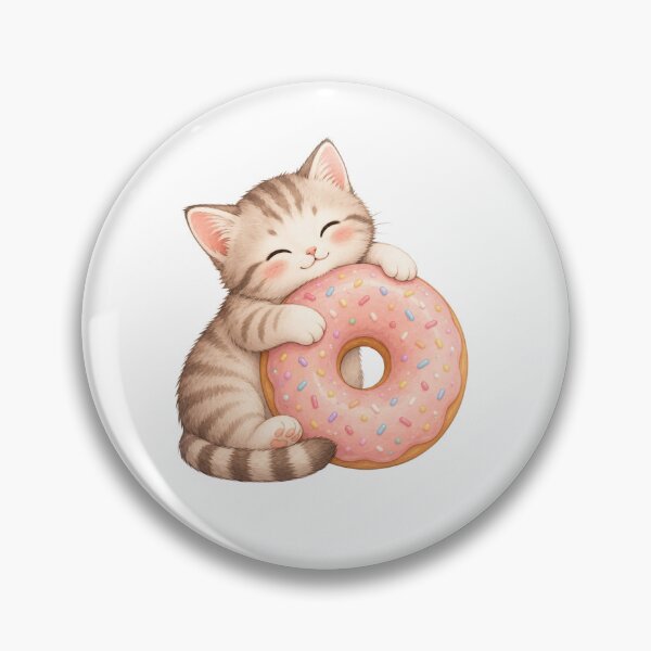 Item preview, Cute Kitten Hugging a Donut – Kawaii Cat & Sweet Treat designed and sold by teeNova Wear.