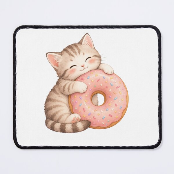Item preview, Cute Kitten Hugging a Donut – Kawaii Cat & Sweet Treat designed and sold by teeNova Wear.