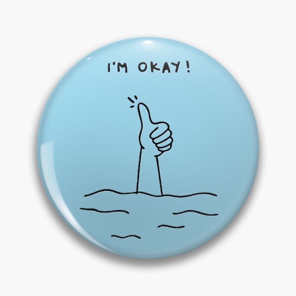 Item preview, I'm Okay! – Funny Drowning Thumbs Up Sarcastic Line Art designed and sold by BuckaBaby.