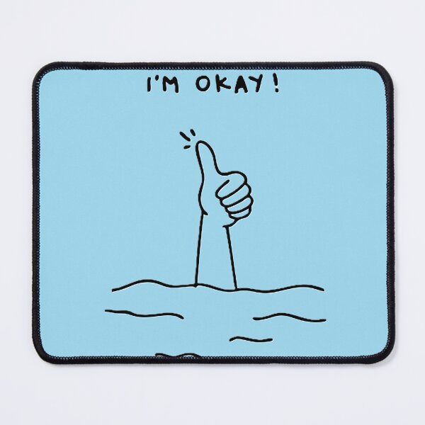 Item preview, I'm Okay! – Funny Drowning Thumbs Up Sarcastic Line Art designed and sold by BuckaBaby.