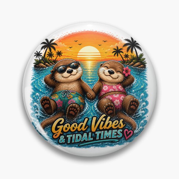 Item preview, Good Vibes & Tidal Times – Cute Otters at the Beach designed and sold by LittleGinnyArt.