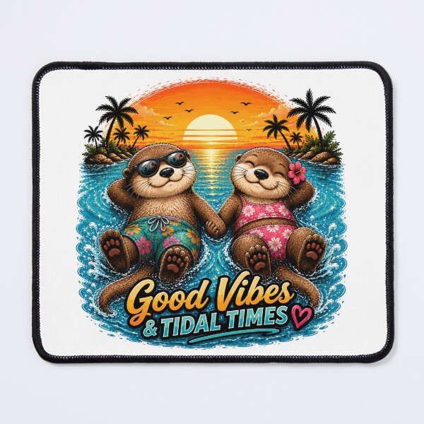 Item preview, Good Vibes & Tidal Times – Cute Otters at the Beach designed and sold by LittleGinnyArt.