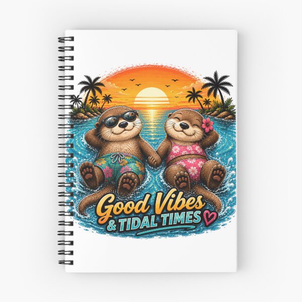 Item preview, Good Vibes & Tidal Times – Cute Otters at the Beach designed and sold by LittleGinnyArt.