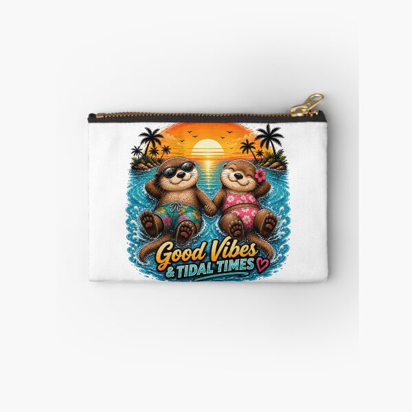 Item preview, Good Vibes & Tidal Times – Cute Otters at the Beach designed and sold by LittleGinnyArt.