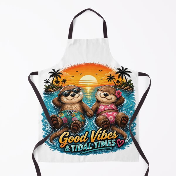 Item preview, Good Vibes & Tidal Times – Cute Otters at the Beach designed and sold by LittleGinnyArt.