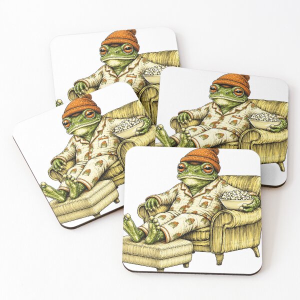 Item preview, orange frog reclining in matching pajamas designed and sold by PhiloDoh.