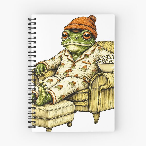 Item preview, orange frog reclining in matching pajamas designed and sold by PhiloDoh.