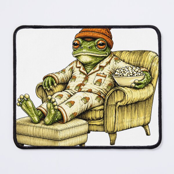 Item preview, orange frog reclining in matching pajamas designed and sold by PhiloDoh.