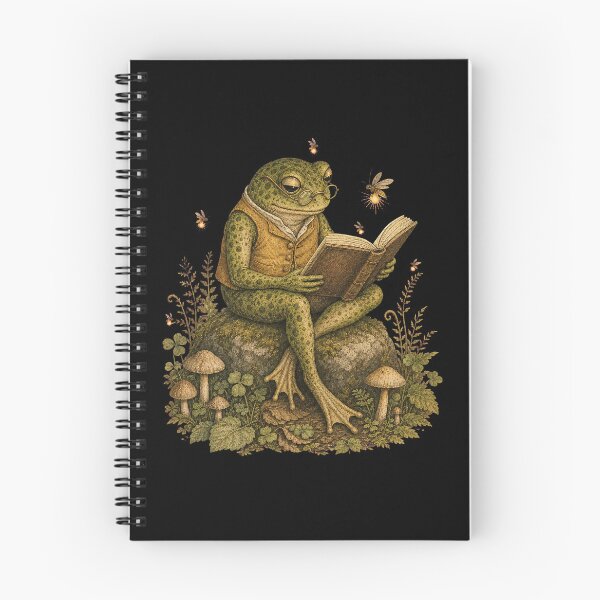 Item preview, Vintage Frog Reading with Fireflies Cottagecore designed and sold by CG Studio.