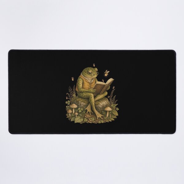 Item preview, Vintage Frog Reading with Fireflies Cottagecore designed and sold by CG Studio.