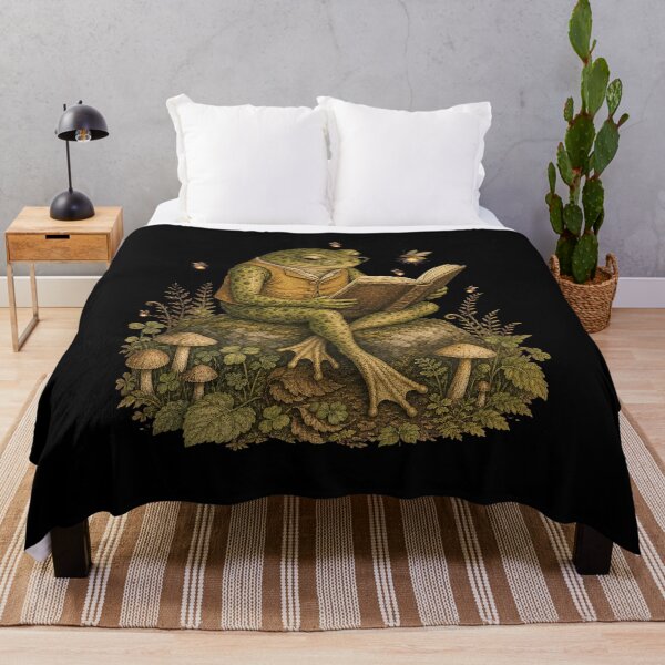 Item preview, Vintage Frog Reading with Fireflies Cottagecore designed and sold by CG Studio.