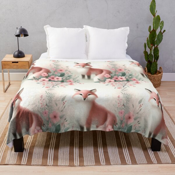 Item preview, Whimsical Pink Fox Among Flowers, Cottagecore Woodland Art designed and sold by NarjaShop.