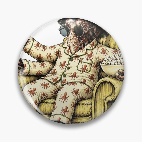Item preview, octopus in matching pajamas relaxing eating popcorn designed and sold by PhiloDoh.