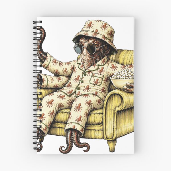 Item preview, octopus in matching pajamas relaxing eating popcorn designed and sold by PhiloDoh.