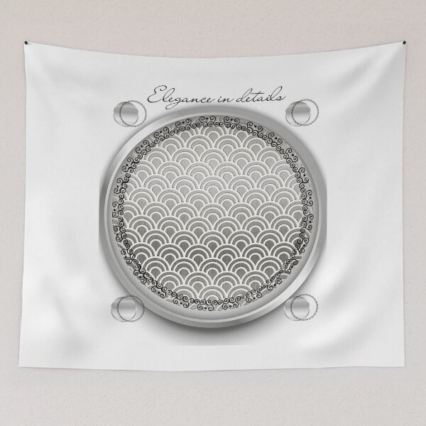Item preview, Elegance in Details Silver Geometric Pattern with Ornate Circular Frame designed and sold by MinimalAurashop.