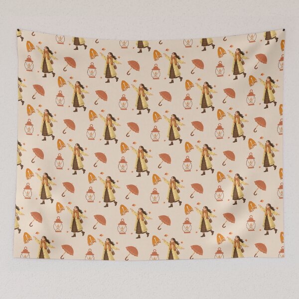 Item preview, Cozy Rainy Day Woman with Umbrella, Autumn Rain Illustration designed and sold by BigDigital.