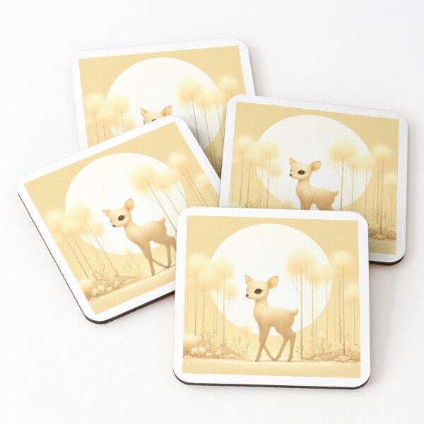 Item preview, Golden Fawn in Enchanted Forest, Whimsical Woodland Deer Art designed and sold by NarjaShop.
