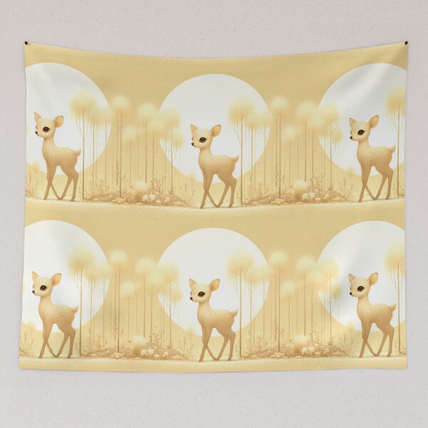 Item preview, Golden Fawn in Enchanted Forest, Whimsical Woodland Deer Art designed and sold by NarjaShop.